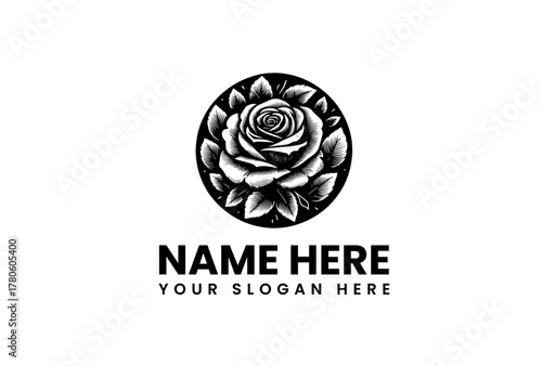 Elegant Rose Logo Design with Circular Frame for Brand Identity