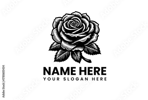 Classic Rose Logo Design with Name and Slogan Placeholders