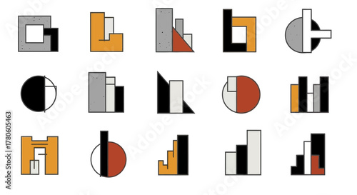 Geometric constructions, visual representation of abstract forms artful arrangement