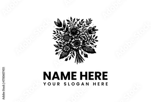 Beautiful Floral Bouquet Logo Design - Elegant Flower Arrangement for Branding