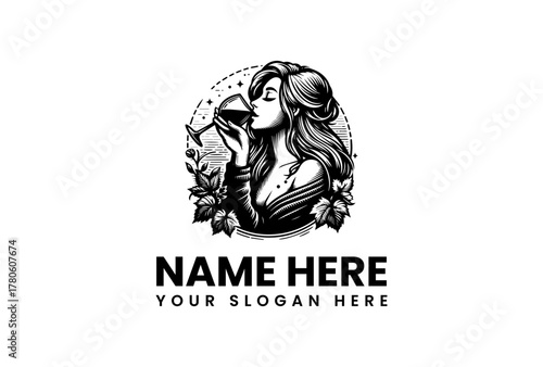 Elegant Woman Enjoying a Wine Tasting Experience with Floral Accents