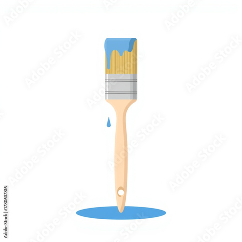 Minimal Blue Paint Dripping Brush Illustration