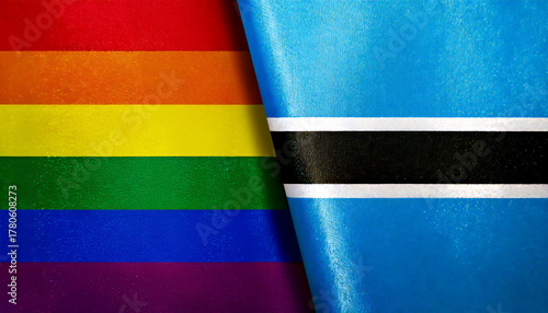 レインボーフラッグとボツワナの国旗(Pride Flag & Botswana flag.)
