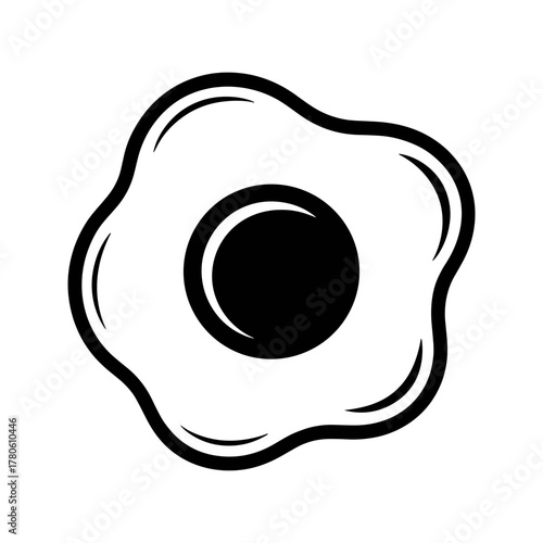 Simple fried egg icon vector black silhouette illustration