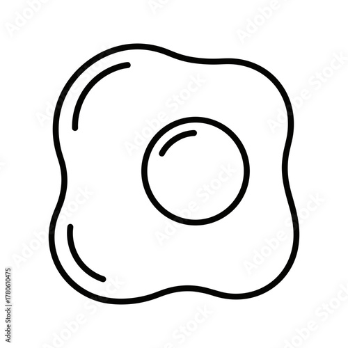Fried Egg Sunny Side Up Simple Line Icon Vector Illustration