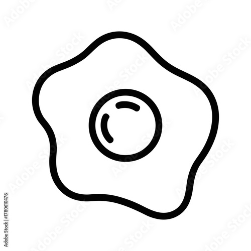 Fried egg line icon vector illustration for breakfast menu
