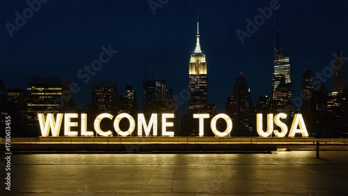 Welcome to USA sign.