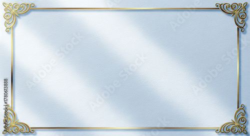 Rectangle vintage gold frame for web presentation, horizontal border in oriental style ,png with white background.