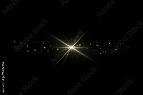 White star with gentle rays and many tiny surrounding stars scattered on a pure black background. Minimalistic cosmic scene with soft glow and starlight effect. Perfect for abstract, celestial, and ni