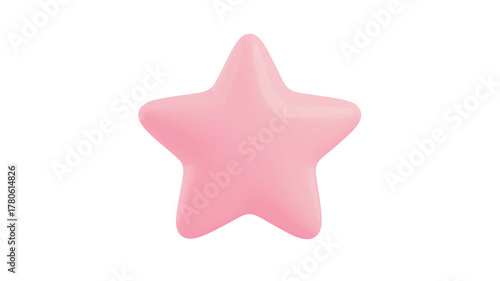 3D shiny pink star icon for Christmas decoration or reward and love symbol.