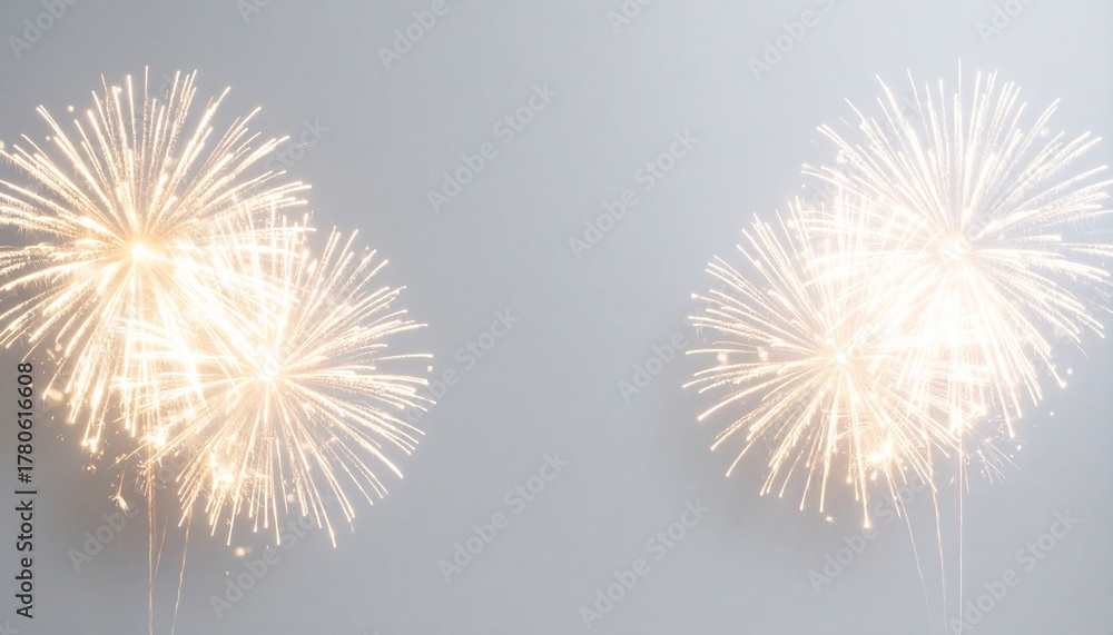 Naklejka premium Golden Fireworks Frame on Dark Gray Sky – Elegant Celebration Background