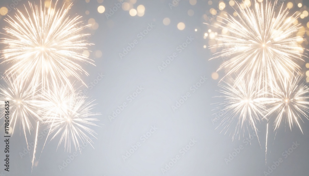 Fototapeta premium Elegant Gold Fireworks on Soft Black Background – Celebration Template