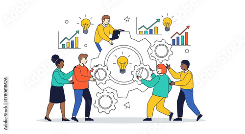 Diverse team collaboration driving innovation and achieving business growth success