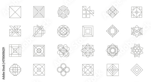 Collection of geometric logo elements, versatile for minimalist branding and modern identity design