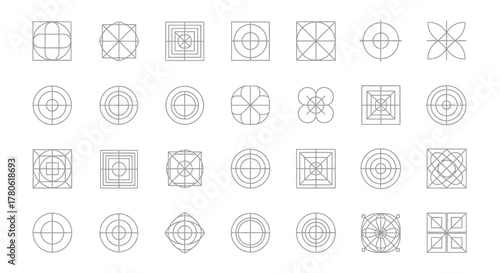 Intricate array of geometric patterns and designs for graphic applications minimalists themes