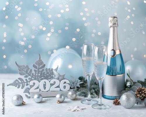 blue and silver New Year concept