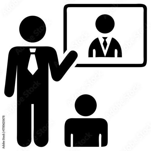 Office Manager Guiding Employee silhouette, office, manager, guide, teamwork