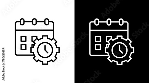 Time Management  White Icon Set Design