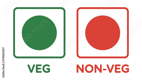 Vegetarian and Non Vegetarian Food Symbols Green Circle and Red Circle for Dietary Preferences and Restaurant Information