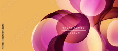 Abstract design features overlapping colorful circles, gradients. Warm tones dominate composition, creating modern aesthetic. Background text reads background design.