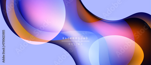 Abstract fluid shapes, vibrant colors blend. Soft gradients create modern background design. Purple, blue hues dominate composition.