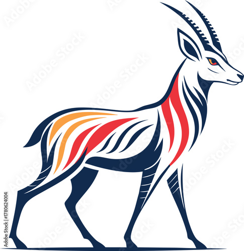 Vector illustration of a cute striped zebra standing with a black and white silhouette, a wild safari animal mammal