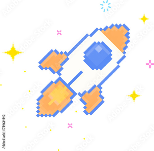 Pixelated Rocket Takes Flight