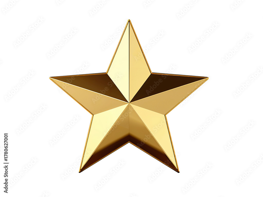 Obraz premium Isolated Single 3D Golden Five-Point Star for Excellence and Achievement