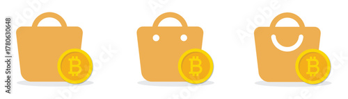 Bitcoin bag set icon, vector illustration