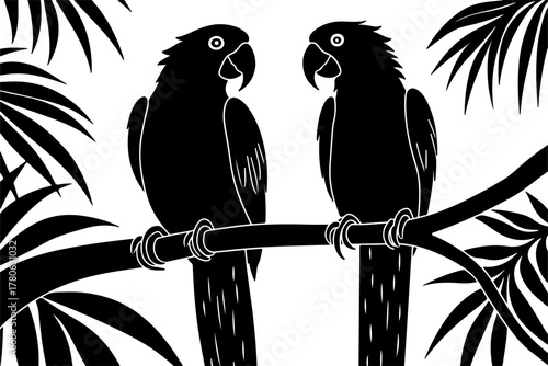 “Twin Parrot Perch Illustration”