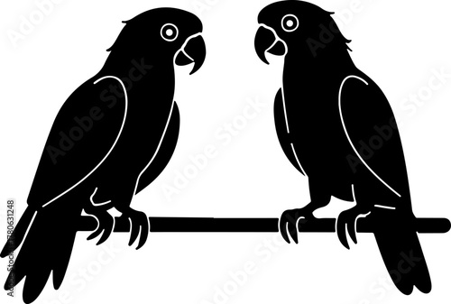 “Twin Parrot Perch Illustration”