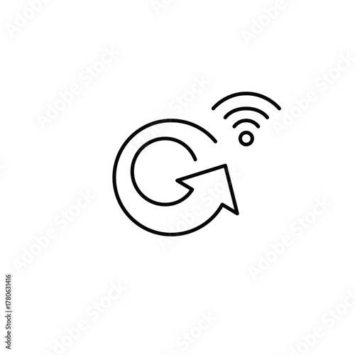 Refresh arrow and wi-fi. Smart update, system renewal and network synchronization. Pixel perfect, editable stroke vector icon
