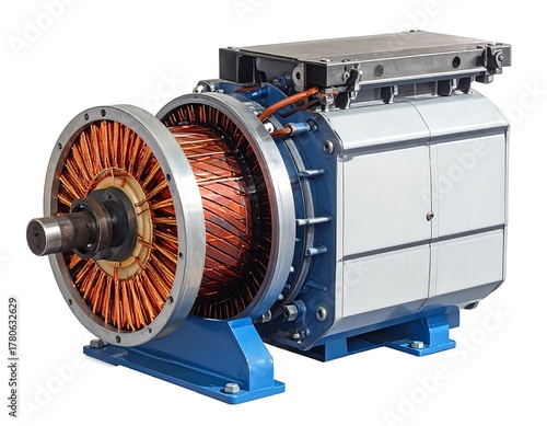 A cutaway view revealing the inner workings of an electric motor. Copper wiring and mechanical components are on display