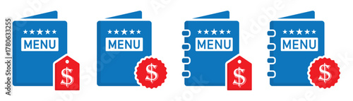 Book menu price icon. Restaurant menu price icon, vector illustration