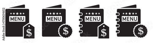 Book menu price icon. Restaurant menu price icon, vector illustration