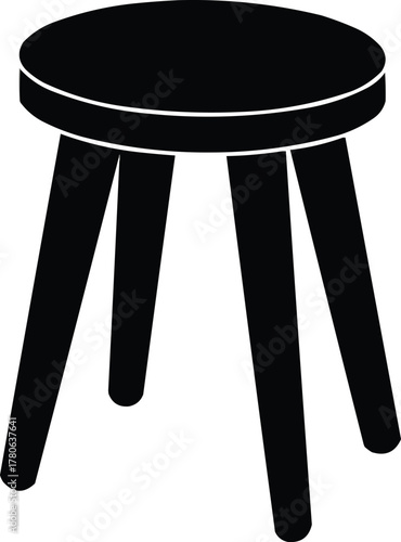 Illustration of Vector-style black silhouette of round vanity stool