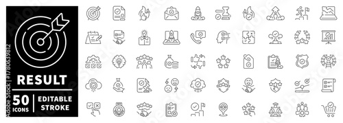 Business success icons set. editable line icons, linear, professional symbols