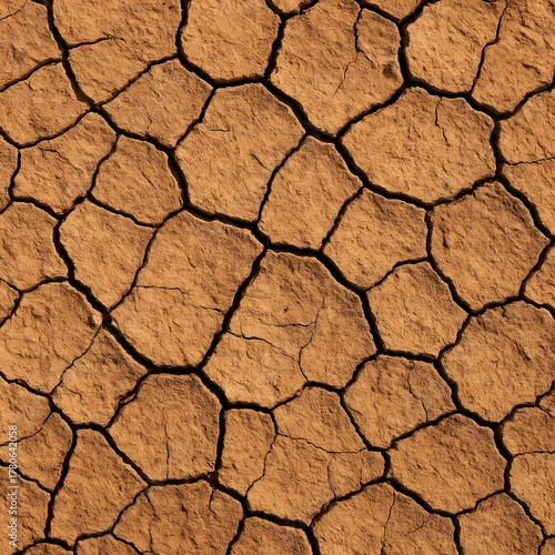 Cracked Parched Earth Texture Close-Up