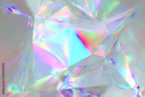 Abstract Iridescent Crystal Background with Holographic Prism Pattern.