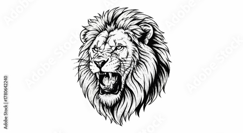 Roaring Lion Head Majestic Wildlife Illustration.