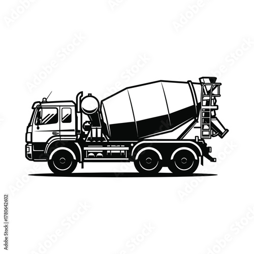 Concrete mixer truck vehicle side view isolated vector image