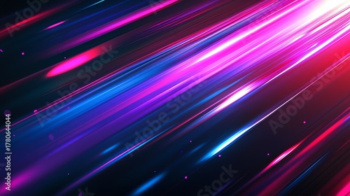 Diagonal neon lines in shades of blue and pink streak across a dark background, creating a dynamic sense of speed and energy. The motion blur effect enhances the feeling of rapid progress