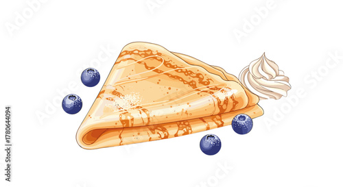Delicious crepe with whipped cream and fresh blueberries, a delightful breakfast