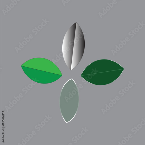 A vector of leaf design in glass icon
