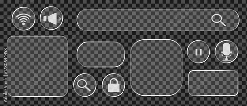 Light Liquid glass effect UI frame for smartphone and web app, vector	
