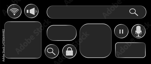 Light Liquid glass effect UI frame for smartphone and web app, vector	
