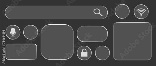 Light Liquid glass effect UI frame for smartphone and web app, vector	
