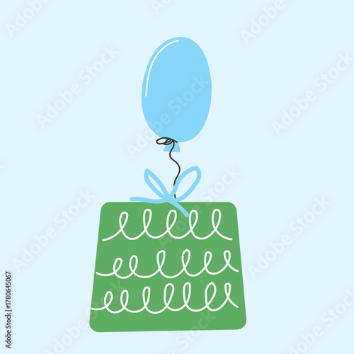 Happy Holiday Greeting Card Background. Party Doodle Decorative Element. Hand Drawn Funny Vibrant Childish Element. Gift Box for Birthday Party, Christmas Family Gift, New year or Wedding Greeting	