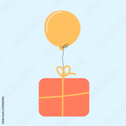 Happy Holiday Greeting Card Background. Party Doodle Decorative Element. Hand Drawn Funny Vibrant Childish Element. Gift Box for Birthday Party, Christmas Family Gift, New year or Wedding Greeting	