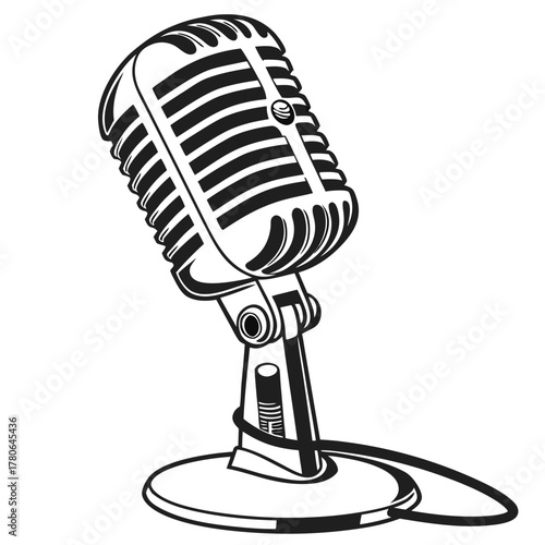 retro microphone on white background